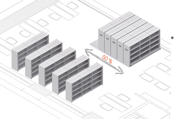 Büroregalanlage, Rollregal